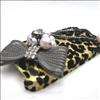 Bling shiny leopard Black butterfly case cover for iphone 4  