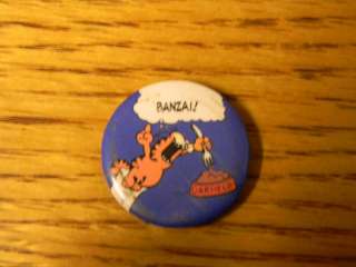 Vintage Garfield Banzai Pin Back Button  