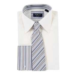 Domani Blue Label Mens Cream Dress Shirt and Tie Set  