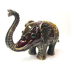 Red Elephant/ Amber Stone Jewelry Box  Overstock