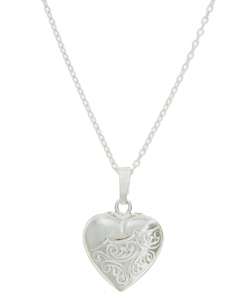 Sterling Silver Vintage Heart Necklace  Overstock