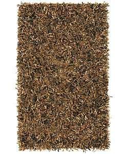 Brown Leather Shag Area Rug (4 x 6)  Overstock