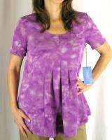 Simply Vera Wang Purple Satin Short Sleeve Blouse MEDIUM Top upc 