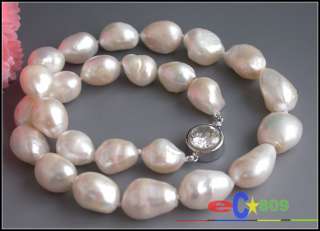 Big 17 19mm baroque WHITE FRESHWATER PEARL NECKLACE  