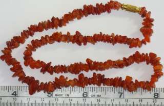Real Carnelian 18 Inch Stone Chip Bead Necklace  