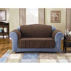 Sure Fit Quilted Suede Chocolate Loveseat Pet Throw  Overstock
