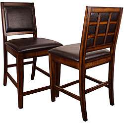 Rustic Oak Counter height Chairs (Set of 2)  