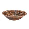 Oval Stacked Stone Under Counter Copper Bathroom Sink 
