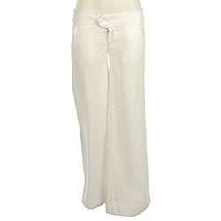 BB Dakota Womens White Linen Pants  