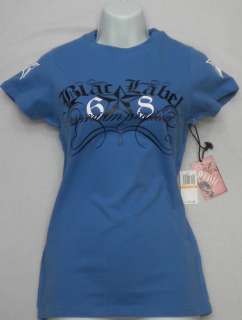 BLAC LABEL Women Blue Graphic T shirt Size L MSRP$35.00  