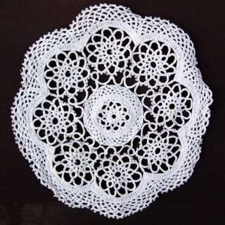 NEW HANDMADE TATTED LACE DOILY 12 ROUND WHITE  