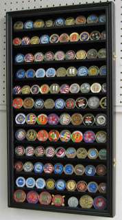 Large Challenge Coin Display Case Cabinet, Glass Door  