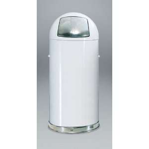  United 21 gallon Steel Round Top White Waste Receptacle 