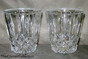 PRESSED GLASS LARGE CANDLE VOTIVE HOLDER CUPS SET OF 2  