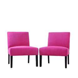   Niles Magenta Microfiber Armless Chairs (Set of 2)  
