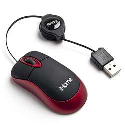 iHome IH M153OR Red/Black Optical Netbook Mouse  