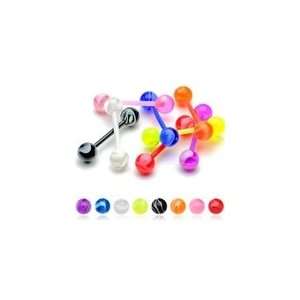  Flexible Marble UV Barbell / Tongue Ring Jewelry