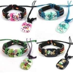  Wholesale 4 PCS Smurf & Mickey Mouse Bracelet and Necklace 