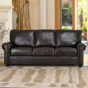  Abbyson Living CH 1918 BRN 3 Bliss Leather Sofa in Rich 