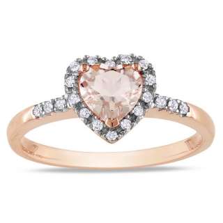   Morganite and 1/10ct TDW Diamond Heart Ring (G H, I2)  