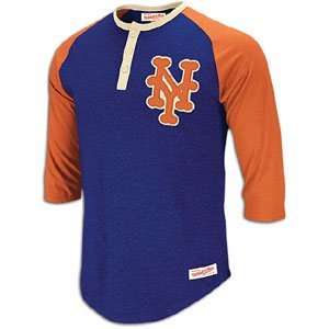   Mitchell & Ness Fastball 3/4 Sleeve Henley T Shirt