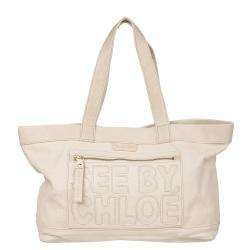 See By Chloe Cream Leather Embellished Tote Handbag  