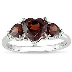 10k Gold Garnet and Diamond Heart Ring  