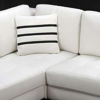 Contemporary White L Shaped Leather Sectional Sofa   Modern  
