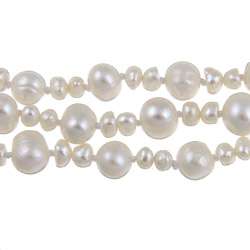 Maddy Emerson Couture Genuine White Pearl Necklace (7 8 mm 