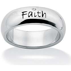   Buscotti Stainless Steel Cubic Zirconia Faith Ring  Overstock