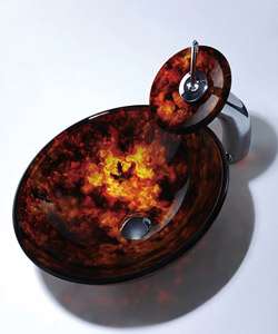 Kraus Fire Opal Glass Vessel Sink/ Waterfall Faucet  Overstock