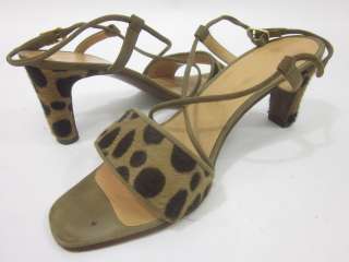 LADY CONTINENTAL Tan Leopard Heels Sandals Sz 37.5 7.5  