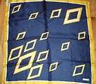 GIVENCHY NAVY YELLOW WHITE SILK SCARF 26 SQUARE