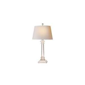 Chart House Slender Column Bedside Lamp in Crystal with Natural Paper 