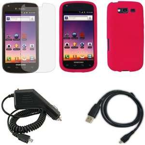  4G T769 Combo Solid Hot Pink Silicon Skin Case Faceplate Cover + LCD 