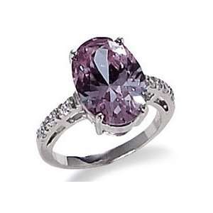   OVAL LAVENDER CZ RING CRAFTED IN NON TARNISH .925 STERLING SILVER SZ 9