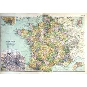  1910 Map France Havre Paris Corsica Riviera Gulf Lions 