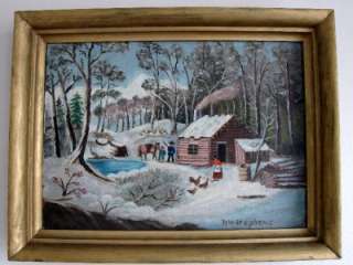   Painting PIONEER FAMILY WINTER 85 Year Old Artist NW STEPHENS  