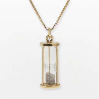 NEW .50 CT DIAMOND 24k gold hourglass time love charm pendant necklace 