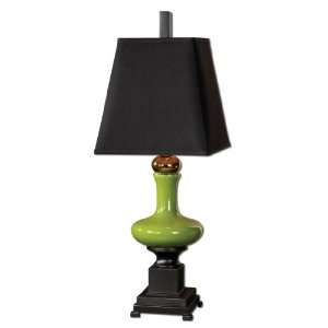 Uttermost 31.5 Inch Zeleny Lamp Glossy Green Glass w/ Polished Copper 