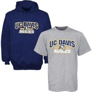  UC Davis Aggies Navy Blue Hoody Sweatshirt & T shirt Combo 