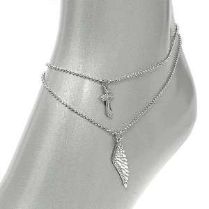 Fashion Jewelry ~ Cross and Wing Charms Anklet  Sports 