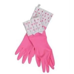 Think Pink Pleated Cuff Washing Up Gloves (Pink)  Kitchen 