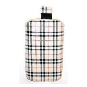  BROWN WITH BLACK WHITE PLAID CHECKER FABRIC LEATHER SLEEVE 
