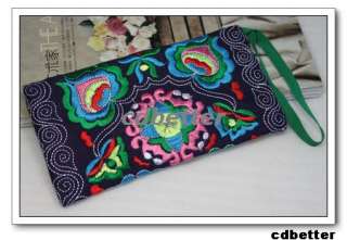 GIFT Womens Exquisite Ethnic Embroidered Zipper Clutch Comestic Case 