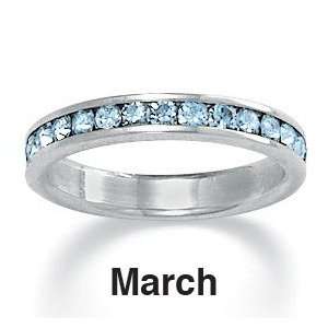   Sterling Silver Eternity Band  March  Simulated Aquamarine Jewelry
