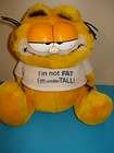 1980s Plush Dakin 24cm Garfield wearing Im Not Fat Im Under Tall T 