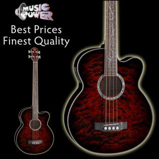   Kelly Dragonfly 4 String Acoustic Bass Guitar Transparent Black Cherry