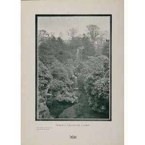 1905 Waterfall Chatsworth House Garden England Print   Original 