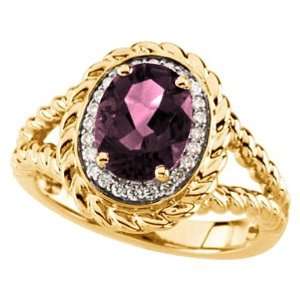  14K White Gold Pink Tourmaline and Diamond Ring: Jewelry